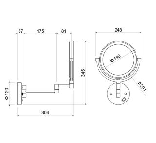 Зеркало косметическое настенное Aquatek AQ4915BG с подсветкой 5х шлифованное золото